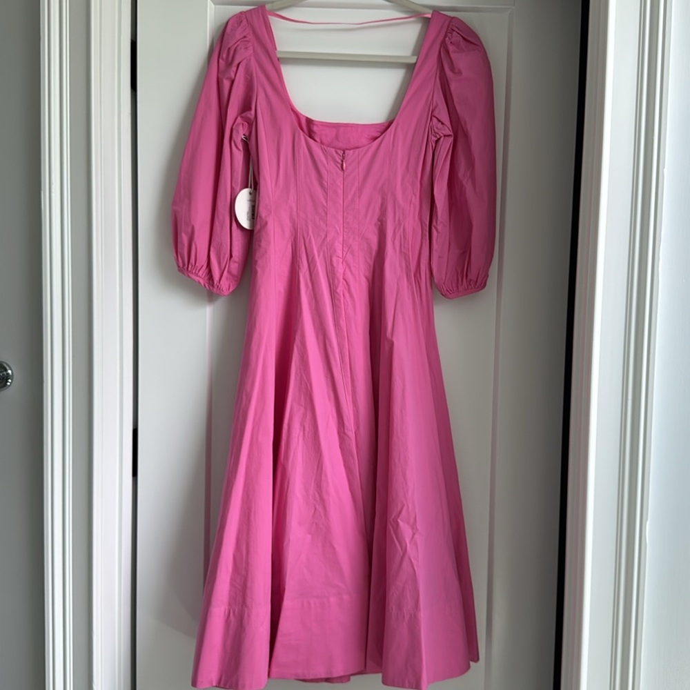 NWT Staud Swells Midi Dress Wild Orchid Pink Size 2 - Picture 4 of 5